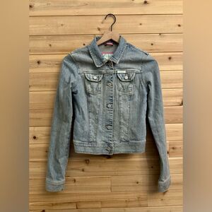 Y2K Hollister Size Small Light Wash Stretchy Cotton Button Front Denim Jacket